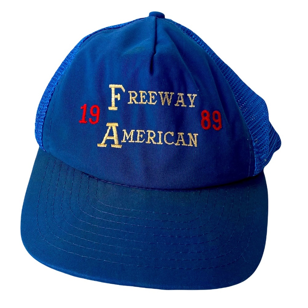Sportcap Freeway American 1989 Vintage Blue Trucker Hat Adjustable Back
